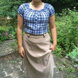 Blue and white checked shirt
